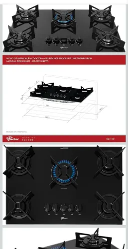 FISCHER COOKTOP À GÁS 5 BOCAS BIVOLT USADO E UMA BOCA COM DEFEITO