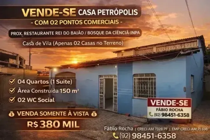 CASA A VENDA PETROPOLIS - COM 02 PONTOS COMERCIAIS PROX. RESTAURANTE REI DO BAIÃO