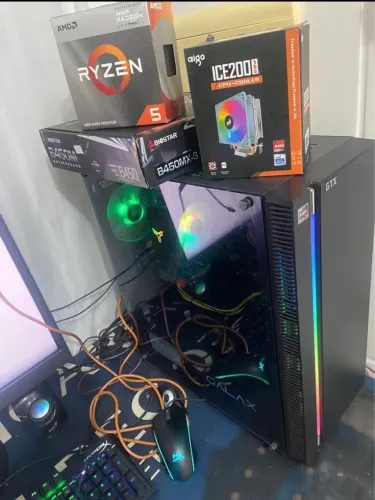 Gamer Ryzen 5 4500 6 core 12 theads placa-mãe b450 placa vídeo gtx 2 giga ssd 240 16  ram