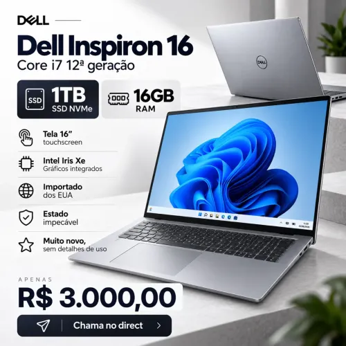 Dell Inspiron 16 i7 12ª Geração 16GB RAM 1TB SSD Touch