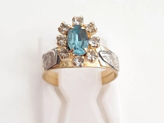 ANEL DE FORMATURA BIOLOGIA FEMININO FOLHEADO A OURO 18K