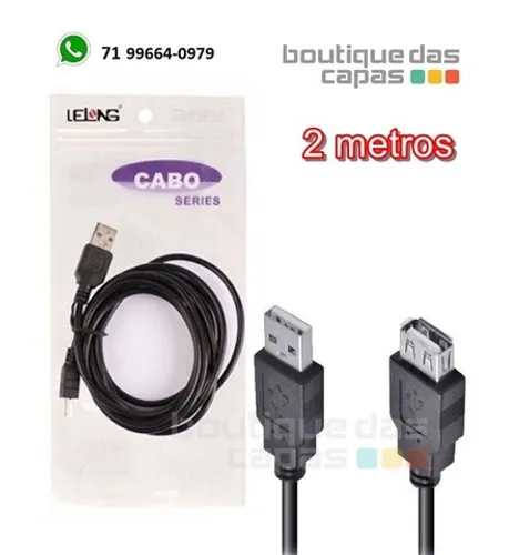 Cabo extensor usb macho X usb fêmea 2M 2 metros LE-803