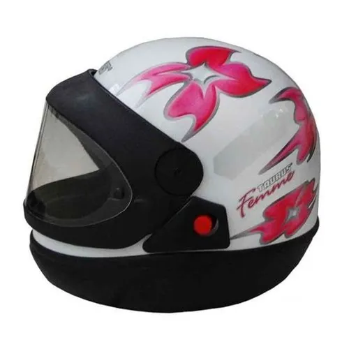 Capacete Feminino Taurus Formula 1 Femme Branco C/ Flor Rosa. (Entrega gratis)