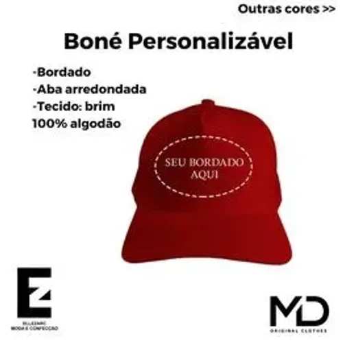 Kit 10 Bonés Personalizados de Aba Arredondada - Brim