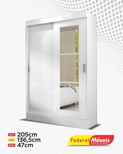 Guarda Roupa 2 Portas 2 Gavetas e Espelho Mega Oferta Novo