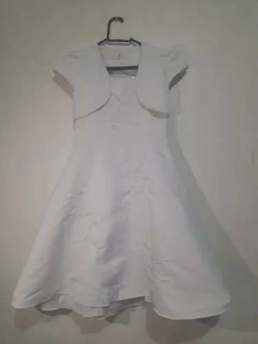 Vestido de Festa Infantil Branco com Bolero desapego 7 anos