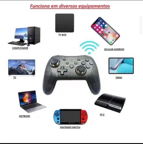 controle wireless bateira pc celular android tv ps3 xbox 360 xbox-one preto