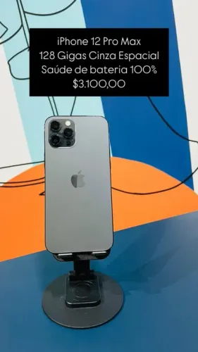 iPhone 12 Pro Max 128GB Na cor Cinza Espacial Saúde de bateria 100% Top de linha | Loja Fi