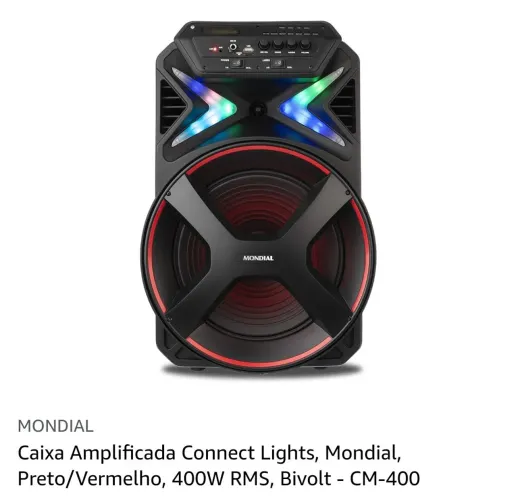 Caixa de Som Mondial Connect Lights 400W Bivolt