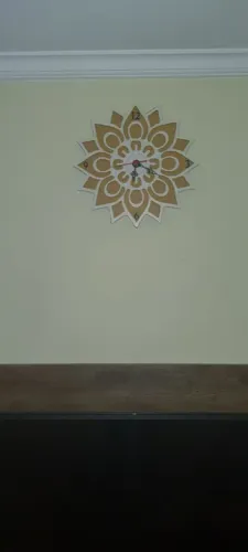 Relógio flor mdf e couro