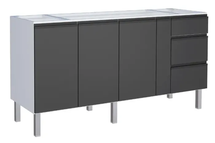 Gabinete / Balcão GA em Aço para Pia de 1.80m ! Frete e Montagem Grátis