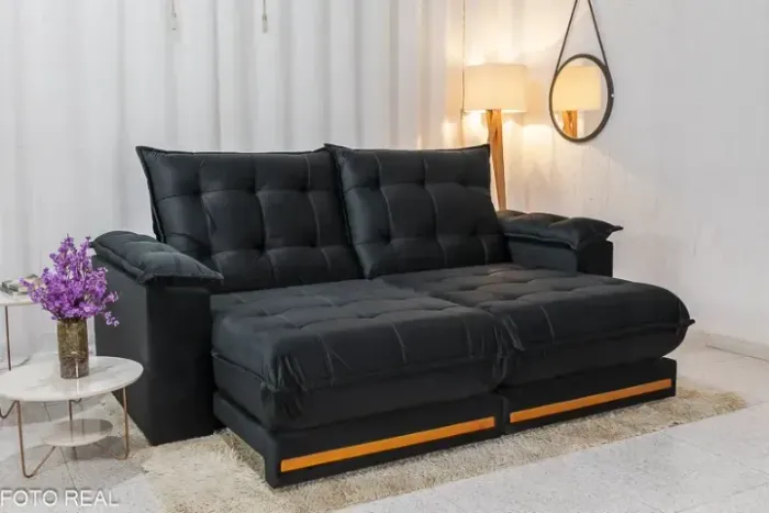 Sofá Retrátil Barcelona Veludo Molas Ensacadas Frete Grátis Parcelamos Em Até 12X S/Juros