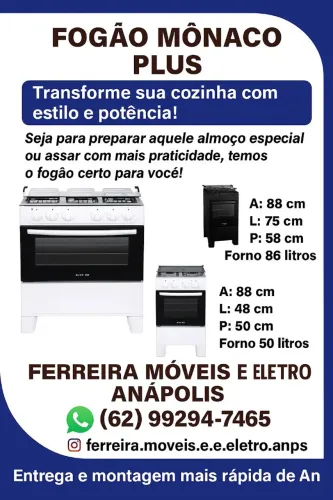 Fogão Mônaco Plus: Estilo e Potência para sua Cozinha!