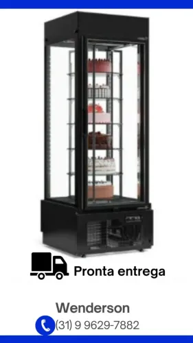 Vitrine Refrigerada Giratória Para Bolos Gelopar GEVG-075 Nova
