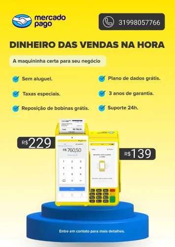 Máquina de cartão mercado pago