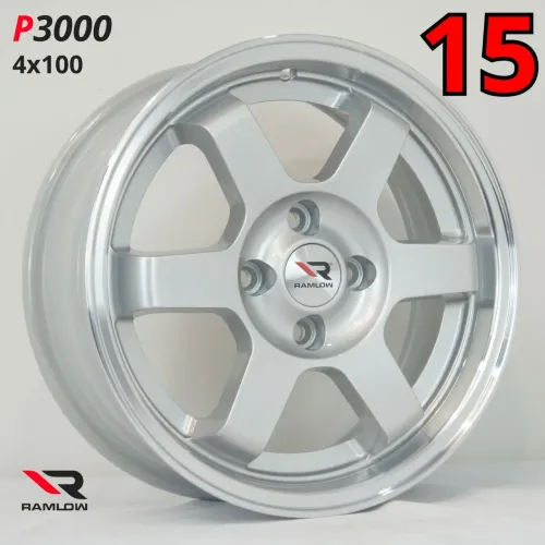 Rodas RAMLOW P3000 4x100 Aro 15 t37 prata com borda diamantada 4x100 novas
