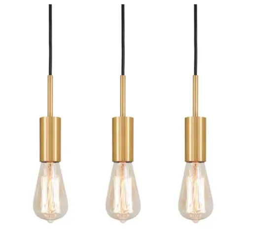 Kit 3 Luminárias Pendente Infinite Dourado Sala Cozinha