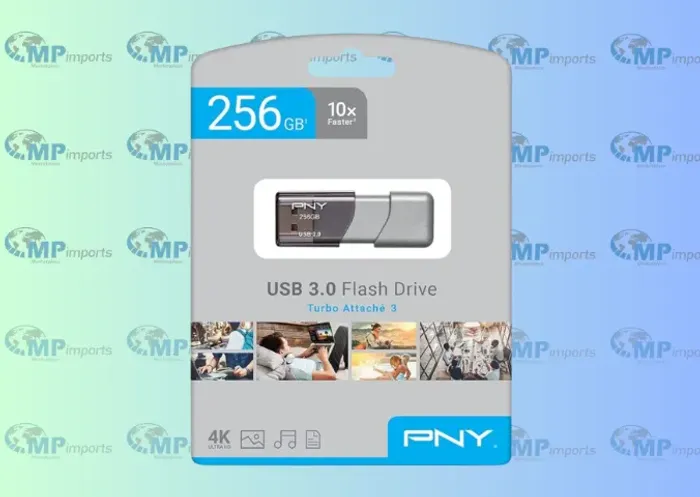 Loja MP Imports: PNY Flash Drive Turbo Attache 3 USB 3.0 de 256 GB, cinza (pacote com 1)