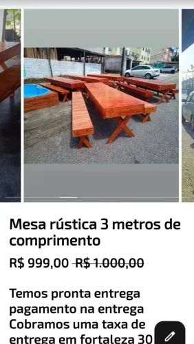 Mesa rústica 3 metros de comprimento