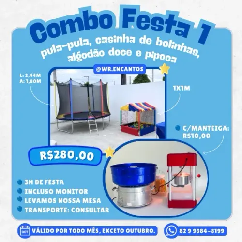aluguel de pula-pula, casinha de bolinhas, algodão doce e pipoca