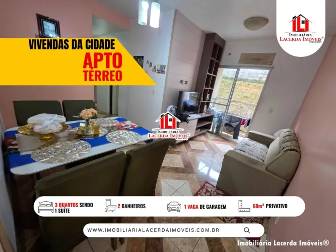 Vivendas da Cidade, 68m², 3 quartos sendo 1 suíte, TÉRREO, 1 vaga, AGENDE SUA VISITA