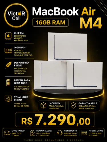 MacBook Air M4 16GB RAM | Lacrado | Novo