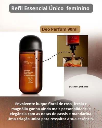 Refil Essencial Único Deo parfum feminino, 90ml