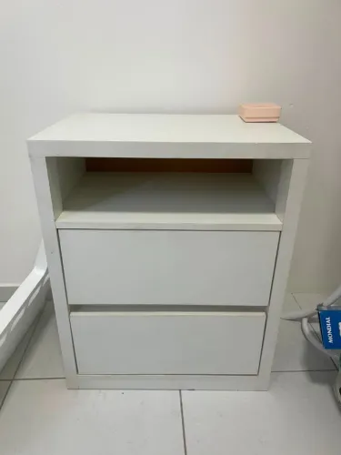 Aparador de cabeceira de cama - 2 gavetas branco MDF