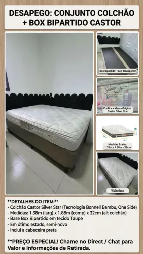 Cama casal Silver Star colchão C/ base box bipartida
