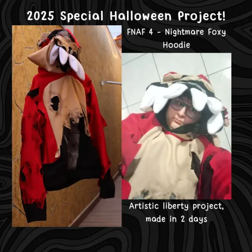 Moletom artístico Nightmare Foxy (FNAF 4) - produto artesanal NOVO