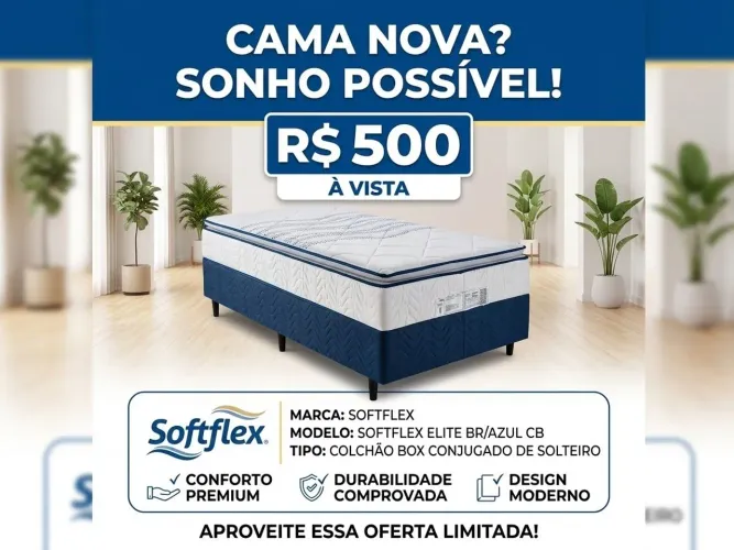 Cama Box Softflex Elite por apenas R$ 500!