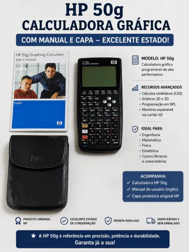 Calculadora Gráfica HP 50g - Original - Com Capa e Manual - Excelente Estado