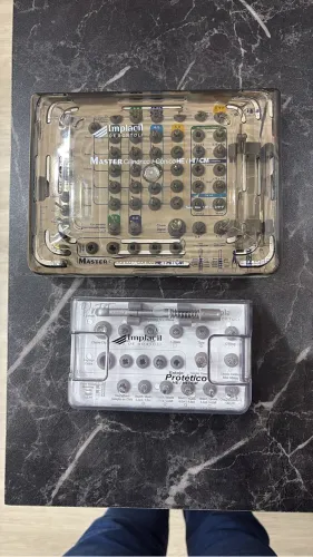 Kit de implantodontia Implacil Master Cilíndrico / Cônico HE-HI-CM + Estojo Protético