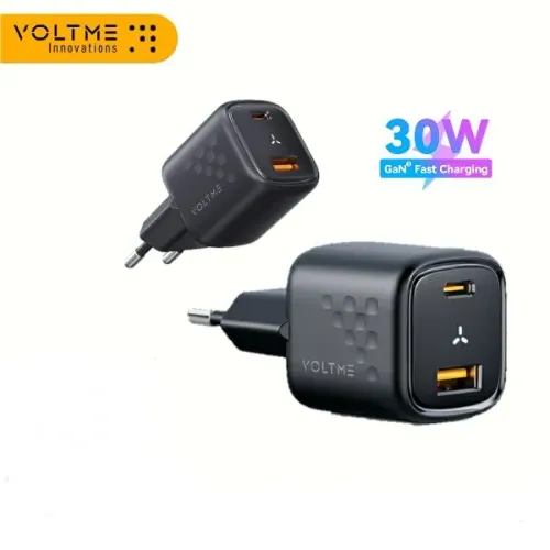 Carregador Rápido 30W GaN 3 - VoltMe - Opções c/ ou s/ Cabo Original - LACRADO - Leia