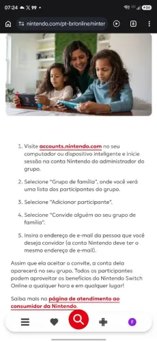 Vaquinha plano família nintendo