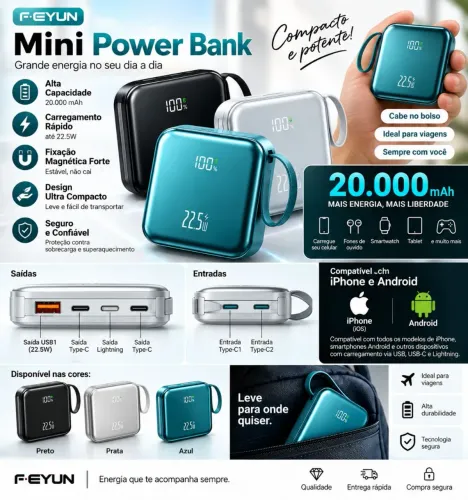 Carregador mini portatil 20.000mha