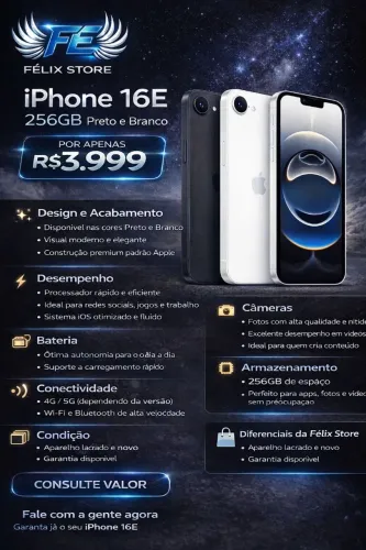 iPhone 16E 256GB Novo Lacrado Preto ou Branco Garantia Apple