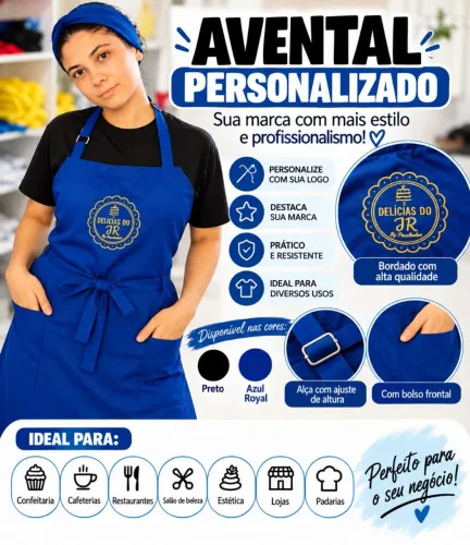 avental personalizado com logo ou Nome Personalizado