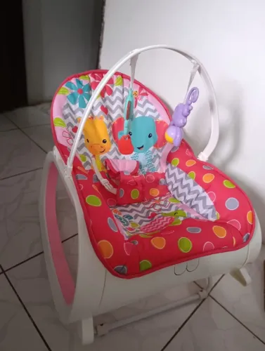 Cadeira de Descanso e Balanço para Bebê Safari Vermelho/Rosa