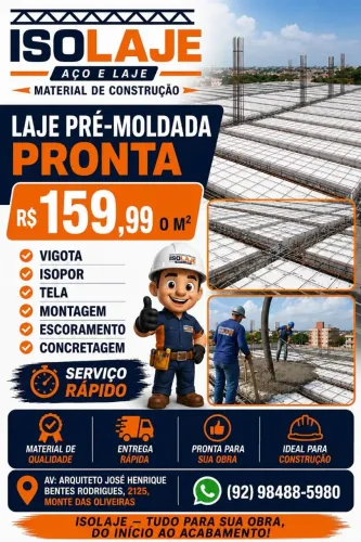 Laje Pré-Moldada Pronta ( Material + Mão de Obra )