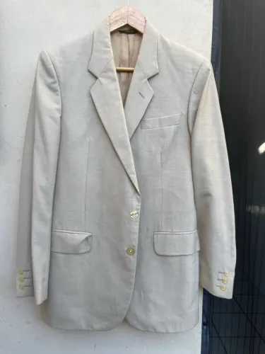 Terno Vintage Yves Martin - Tecido Kid Mohair - Bege Alfaiataria