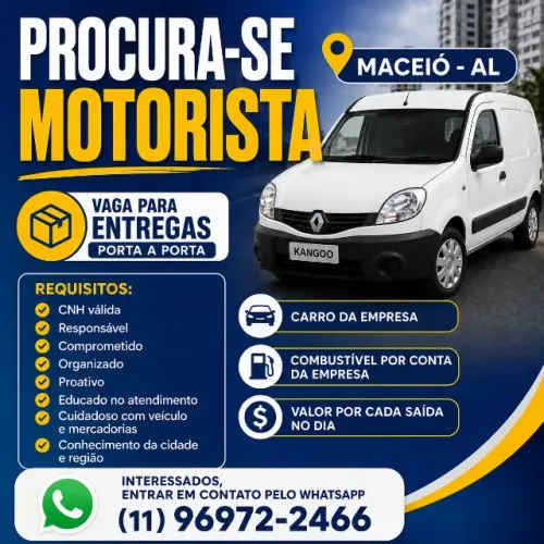 Vaga para motorista cat. B