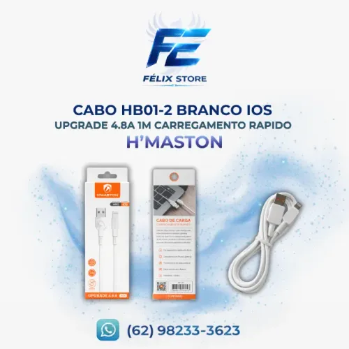 Cabo Lightning Branco 1m 4.8A - Carregamento Rápido ?