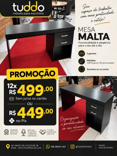 Escrivaninha Malta duas gavetas
