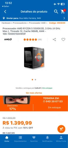 Ryzen 5500x3d um mês de uso, troco em Ryzen 7 5700x3d ou outro