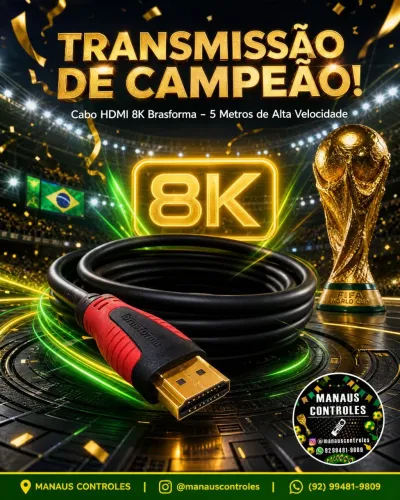 Cabo Hdmi 8k 2.1 Ultra Hd Gold Hdr Dinâmico 5 Metros
