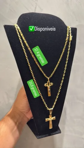 Ouro corrente maciça piastrine ou Cartier ambas com 65 centímetros