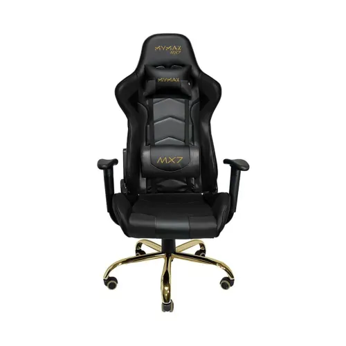 CADEIRA GAMER MYMAX MX7 GOLD EDITION NOVA 150KG PRETO DOURADO