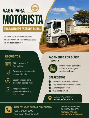 Vaga de emprego para motorista