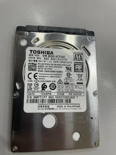 HD Toshiba 500GB 7200rpm (Notebook 2.5")